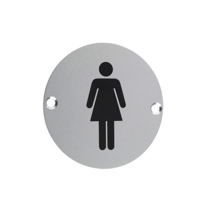 Zoo Hardware ZSA Door Sign - Female Sex Symbol, Satin Aluminium - ZSA02SA SATIN ALUMINIUM
