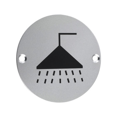 Zoo Hardware ZSA Door Sign - Shower Symbol, Satin Aluminium - ZSA04SA SATIN ALUMINIUM