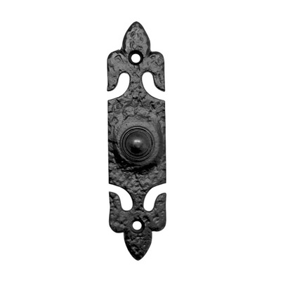 Zoo Hardware Foxcote Foundries Bell Push With Fleur De Lys Plate (30mm x 127mm), Black Antique - FF34 BLACK - 30mm x 127mm