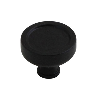 Stonebridge Taunton Iron Cabinet Knob (30mm OR 40mm), Armour-Coat Flat Black - SB-FB1092 ARMOUR-COAT FLAT BLACK - 30mm