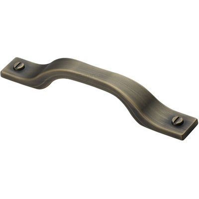M Marcus Bureau Industrial Cabinet Pull Handle (128mm/160mm C/C), Distressed Brass - VF078 128-160-DB DISTRESSED BRASS