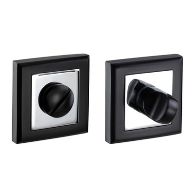 Access Hardware E Series Bathroom Turn & Release, Matt Black With Polished & Satin Chrome - E9010DBL MATT BLACK WITH POLISHED CHROME & SATIN CHROME