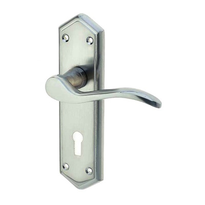 Frelan Hardware Paris Door Handles On Backplate, Satin Chrome - JV280SC (sold in pairs) BATHROOM
