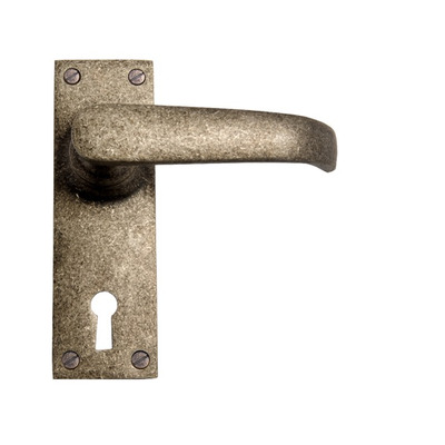 Cardea Ironmongery Curved Door Handle On Backplate, White Bronze - AT280A/WB LOCK (WITH KEYHOLE)