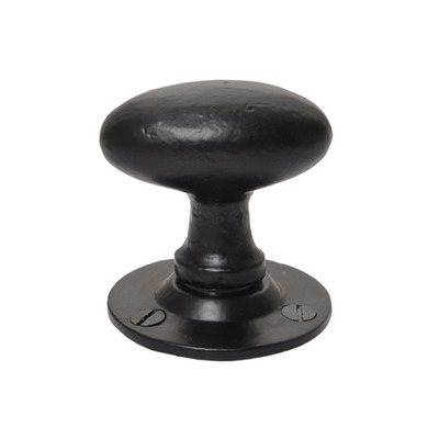 Cardea Ironmongery Oval Mortice Door Knob (60mm x 38mm), Black Iron - BI206 (sold in pairs) BLACK IRON