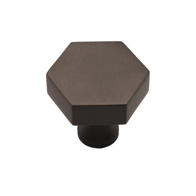 Spira Brass Hexagonal Cupboard Door Knob (38mm), Gunmetal Grey - SB2325GM GUNMETAL GREY