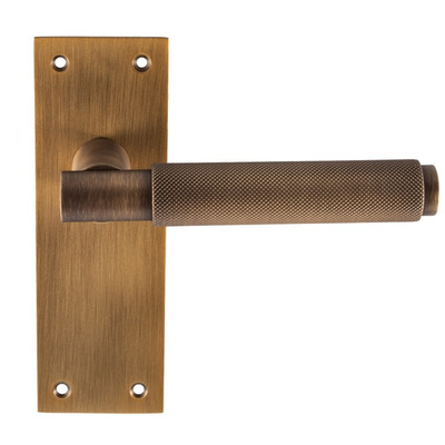 Carlisle Brass Varese Knurled Door Handles On Slim Backplate, Antique Brass - EUL051AB (sold in pairs) BATHROOM ** SPECIAL ORDER - PLEASE ALLOW 6 WEEKS DELIVERY TIME **