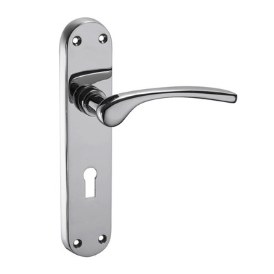 Access Hardware K Series Radius End Door Handles On Backplate, Polished Chrome - K0313PZ (sold in pairs) LATCH