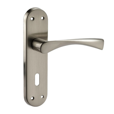 Access Hardware K Series Radius End Door Handles On Backplate, Satin Aluminium - K2213SA (sold in pairs) BATHROOM