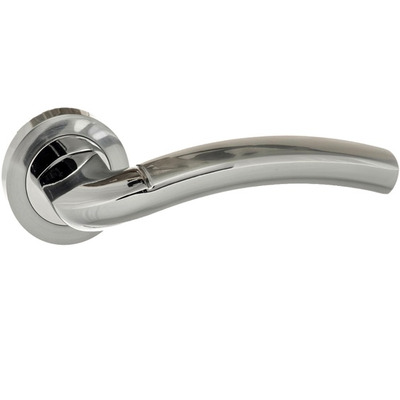 Atlantic Eco Crest Aluminium Door Handles On Round Rose, Dual Finish Satin Chrome And Polished Chrome - ECO50SCPC (sold in pairs) DUAL FINISH: SATIN CHROME & POLISHED CHROME