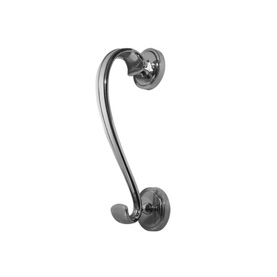 Frelan Hardware Sloan Scroll Door Knocker On Round Rose, Polished Chrome - JV4PC POLISHED CHROME
