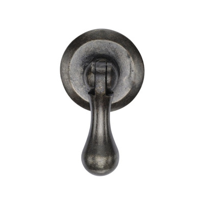 M Marcus Cabinet Drop Pull On Round Plate, White Rustic Solid Bronze - WM6264 PEWTER PATINA ON WHITE BRONZE - 44mm Diameter