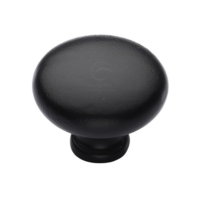 M Marcus Round Cabinet Knob (32mm OR 38mm), Matt Black Rustic Iron - FB117 MATT BLACK RUSTIC IRON - 32mm