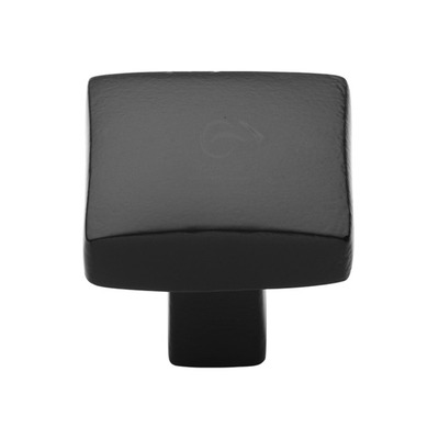 M Marcus Square Convex Cabinet Knob (32mm x 32mm OR 38mm x 38mm), Matt Black Rustic Iron - FB3678 MATT BLACK RUSTIC IRON - 32mm