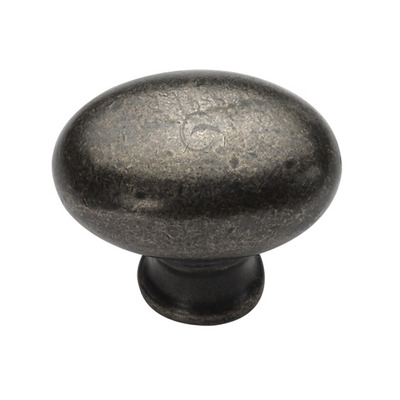 M Marcus Oval Cabinet Knob (32mm x 22mm OR 38mm x 25mm), White Rustic Solid Bronze - WM118 PEWTER PATINA ON WHITE BRONZE - 32mm x 22mm
