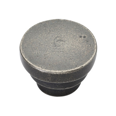 M Marcus Round Stepped Cabinet Knob (32mm OR 38mm), White Rustic Solid Bronze - WM3624 PEWTER PATINA ON WHITE BRONZE - 32mm