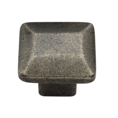 M Marcus Trapezoid Cabinet Knob (32mm x 32mm), White Rustic Solid Bronze - WM3625 PEWTER PATINA ON WHITE BRONZE - 32mm x 32mm
