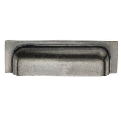 M Marcus Military Cabinet Drawer Pull (76mm/96mm OR 152mm/178mm Dual C/C), White Rustic Solid Bronze - WM1720 PEWTER PATINA ON WHITE BRONZE - 76mm & 96mm c/c