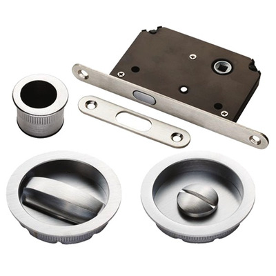 Carlisle Brass Manital Sliding Door Set With WC Turn, Flush Pull & Lock, Satin Chrome - ART55BSC SATIN CHROME