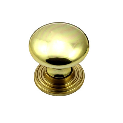Prima Ringed Plate Cupboard Knob (32mm OR 38mm), Polished Brass - PB2027A POLISHED BRASS - 32mm