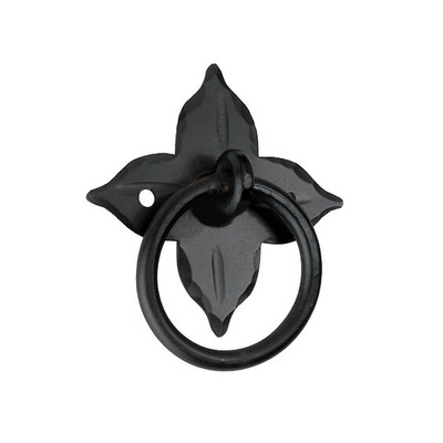 Spira Brass Floret Cabinet Ring Drop Pull (67mm x 80mm), Black Antique - FC251 BLACK ANTIQUE