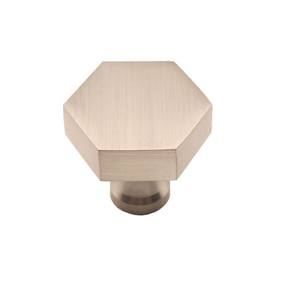 Spira Brass Hexagonal Cupboard Door Knob (38mm), Satin Silver - SB2311SS SATIN SILVER