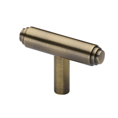 Heritage Stepped T-Bar Cabinet Knob (45mm x 11mm), Antique Brass - C4445-AT ANTIQUE BRASS - 45mm x 11mm