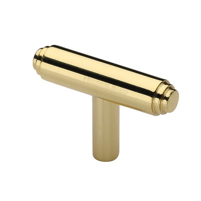 Heritage Stepped T-Bar Cabinet Knob (45mm x 11mm), Polished Brass - C4445-PB POLISHED BRASS - 45mm x 11mm