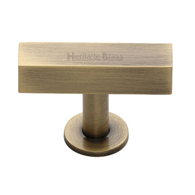 Heritage Brass Symmetrical Square Cabinet Knob (44mm x 11mm), Antique Brass - C4765-AT ANTIQUE BRASS - 44mm x 11mm