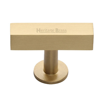 Heritage Brass Symmetrical Square Cabinet Knob (44mm x 11mm), Satin Brass - C4765-SB SATIN BRASS - 44mm x 11mm