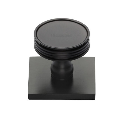Heritage Brass Venetian Cabinet Knob With Square Backplate (32mm Knob, 38mm Base), Matt Bronze - SQ4547-MB MATT BRONZE - 32mm