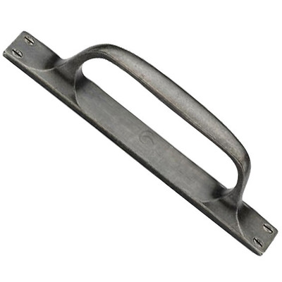 M Marcus Solid Bronze Cabinet Pull Handle On Plate (174mm OR 229mm Length), Rustic Pewter - RPW1142 RUSTIC PEWTER - 178mm Length