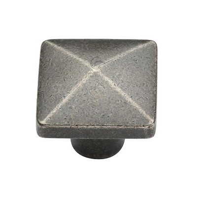 M Marcus Solid Bronze Rustic Square Pyramid Cabinet Knob (32mm OR 38mm), Rustic Pewter - RPW390 RUSTIC PEWTER - 32mm