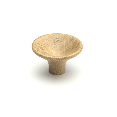 Heritage Brass Wooden Cabinet Knob Trumpet Design (38mm Diameter), Oak Finish - W4491-38-OAK OAK FINISH - 38mm