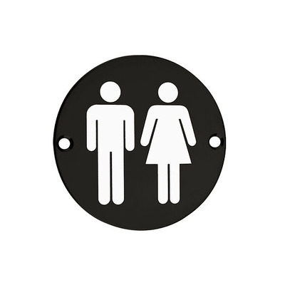Zoo Hardware ZSS Door Sign - Unisex Symbol, Powder Coated Black - ZSS03-PCB POWDER COATED BLACK