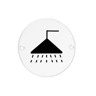 Zoo Hardware ZSS Door Sign - Shower Symbol, Powder Coated White - ZSS04-PCW POWDER COATED WHITE