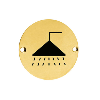 Zoo Hardware ZSS Door Sign - Shower Symbol, PVD Satin Brass - ZSS04-PVDSB PVD SATIN BRASS