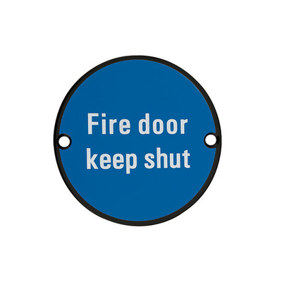 Zoo Hardware ZSS Door Sign - Fire Door Keep Shut, Powder Coated Black - ZSS09-PCB POWDER COATED BLACK