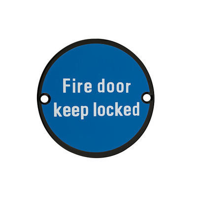 Zoo Hardware ZSS Door Sign - Fire Door Keep Locked, Powder Coated Black - ZSS10-PCB POWDER COATED BLACK