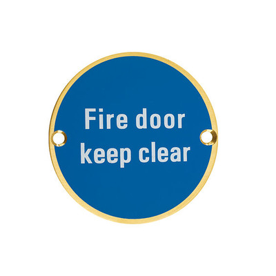 Zoo Hardware ZSS Door Sign - Fire Door Keep Clear, PVD Satin Brass - ZSS11-PVDSB PVD SATIN BRASS