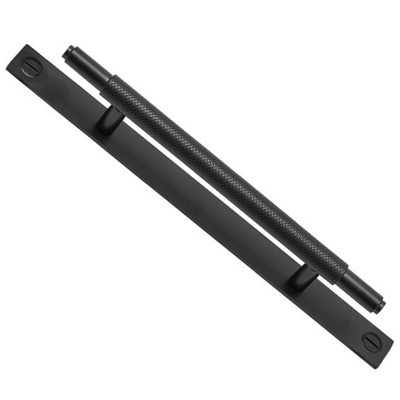 Access Hardware Knurled T-Bar Cabinet Handle On Backplate (96mm, 128mm OR 192mm c/c), Matt Black - P110611MB MATT BLACK - 192mm c/c