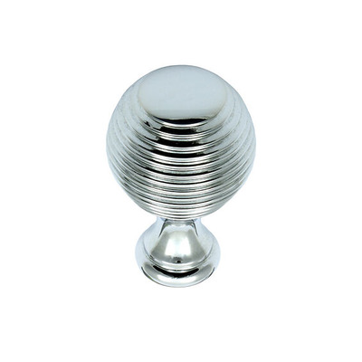Prima Queen Anne Reeded Solid Cupboard Knobs Without Rose (32mm Or 38mm), Polished Chrome - BC2039A POLISHED CHROME - 38mm