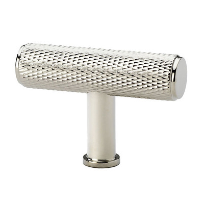 Alexander & Wilks Crispin Knurled T-Bar Cupboard Knob (55mm Width), Polished Nickel - AW801-55-PN POLISHED NICKEL