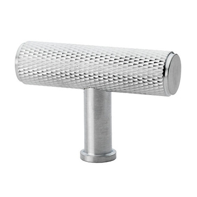 Alexander & Wilks Crispin Knurled T-Bar Cupboard Knob (55mm Width), Satin Chrome - AW801-55-SC SATIN CHROME