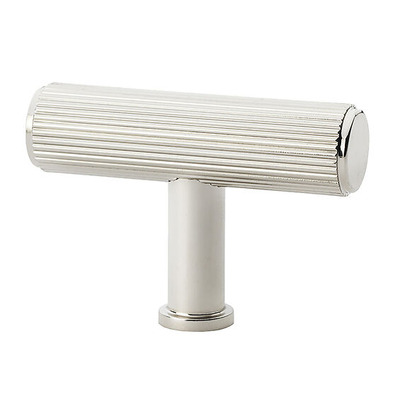 Alexander & Wilks Crispin Reeded T-bar Cupboard Knob (55mm Width), Polished Nickel - AW801R-55-PN POLISHED NICKEL