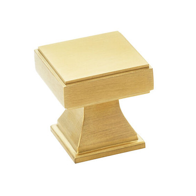 Alexander & Wilks Jesper Square Cupboard Knob (30mm x 30mm), Satin Brass PVD - AW806-30-SBPVD SATIN BRASS PVD - 30mm