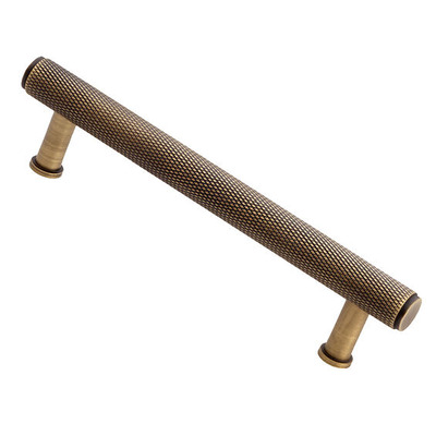 Alexander & Wilks Crispin Knurled T-bar Cupboard Pull Handle (128mm, 160mm OR 224mm c/c), Antique Brass - AW809-AB ANTIQUE BRASS - 128mm c/c