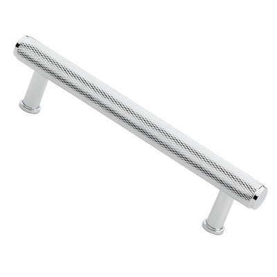 Alexander & Wilks Crispin Knurled T-bar Cupboard Pull Handle (128mm, 160mm OR 224mm c/c), Polished Chrome - AW809-PC POLISHED CHROME - 224mm c/c