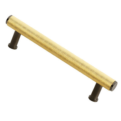 Alexander & Wilks Crispin Knurled T-bar Cupboard Pull Handle (128mm, 160mm OR 224mm c/c), Satin Brass & Dark Bronze PVD - AW809-SBPVD/DBZPVD SATIN BRASS / DARK BRONZE PVD - 224mm c/c