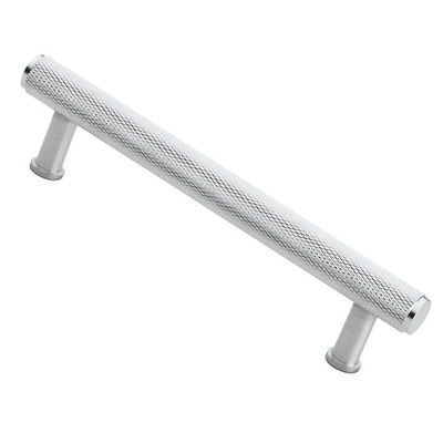Alexander & Wilks Crispin Knurled T-bar Cupboard Pull Handle (128mm, 160mm OR 224mm c/c), Satin Chrome - AW809-SC SATIN CHROME - 128mm c/c